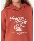 Худи для девочек с надписью Timeless beauty Цвет: терракотовый +печать