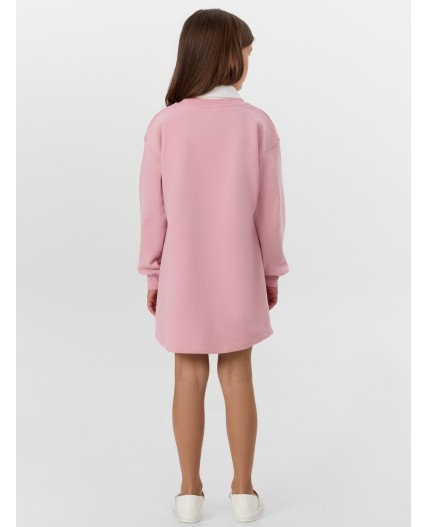 Платье для девочек розовое с надписью Cute in pink Цвет: пыльный розовый +печать1