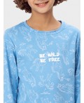 Комплект для мальчиков с надписью Be wild. Be free Цвет: лошадки на голубом