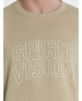 Мужская футболка бежевая с надписью Spirit vision Цвет: эвкалипт +печать