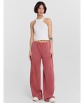 Брюки женские терракотовые с обработкой эйсид  Цвет: терракотовый acid wash