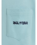 Футболка мужская голубая с вышивкой all right Цвет: пыльная бирюза