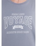 Футболка мужская серая с надписью Voyage Цвет: сизый +печать1