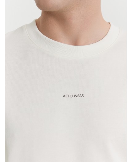 Футболка мужская кремовая с принтом и надписью Art u wear  Цвет: св.молочный +печать