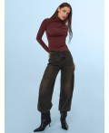 Джинсы женские Wide leg fit коричневые  Цвет: т.серый +тинт