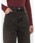Джинсы женские Wide leg fit коричневые  Цвет: т.серый +тинт