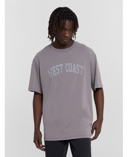 Футболка мужская серая  с надписью West coast Цвет: серый +печать1