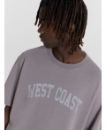 Футболка мужская серая  с надписью West coast Цвет: серый +печать1