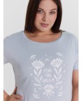 Пижама женская голубая с принтом Find the dream Цвет: небесный голубой +мозаика на небесно-голубом