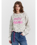 Свитшот женский с принтом Party animal Цвет: персонажи на св.молочном