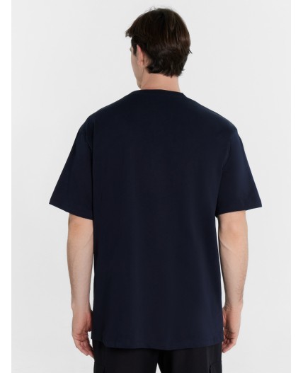 Футболка мужская синяя с принтом  Цвет: неви +печать1