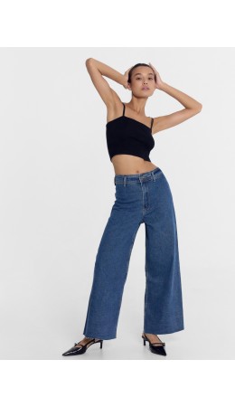 Джинсы женские wide leg синие Цвет: голубой