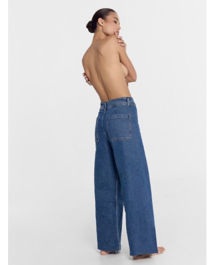 Джинсы женские wide leg синие Цвет: голубой