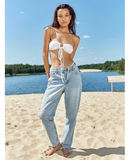 Брюки женские джинсовые mom fit голубые Цвет: голубой