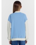 Толстовка для девочек голубая на кнопках Цвет: небо +печать