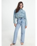 Брюки женские джинсовые wide leg голубые Цвет: голубой