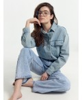 Брюки женские джинсовые wide leg голубые Цвет: голубой