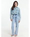 Брюки женские джинсовые wide leg голубые Цвет: голубой