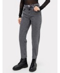 Джинсы mom fit женские серые с высокой посадкой Цвет: темно -серый