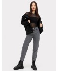 Джинсы mom fit женские серые с высокой посадкой Цвет: темно -серый