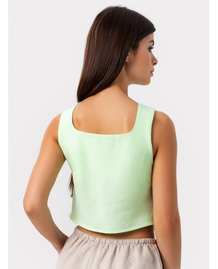 Зеленый топ на широких бретелях льняной Цвет: св.зеленый