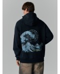 Худи мужское черное с принтом на спине теплое Цвет: ACID WASH черный +печать