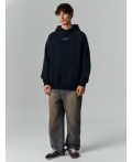 Худи мужское черное с принтом на спине теплое Цвет: ACID WASH черный +печать