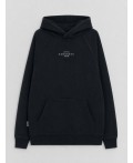 Худи мужское черное с принтом на спине теплое Цвет: ACID WASH черный +печать
