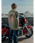 Футболка мужская хаки с принтом и надписью lets ride Цвет: пихта +печать