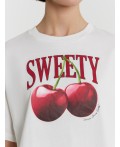 Футболка женская белая с принтом и надписью sweety Цвет: белый +печать8