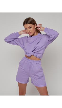 Спортивный костюм женский трикотажный модный фиолетового цвета 23331F