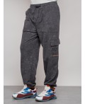 Широкие спортивные брюки трикотажные мужские серого цвета 12932Sr