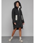 Пальто утепленное с капюшоном зимнее женское черного цвета 51128Ch