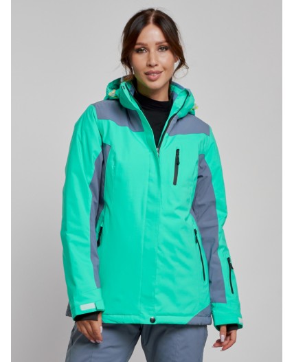 Горнолыжная куртка женская зимняя зеленого цвета 3310Z