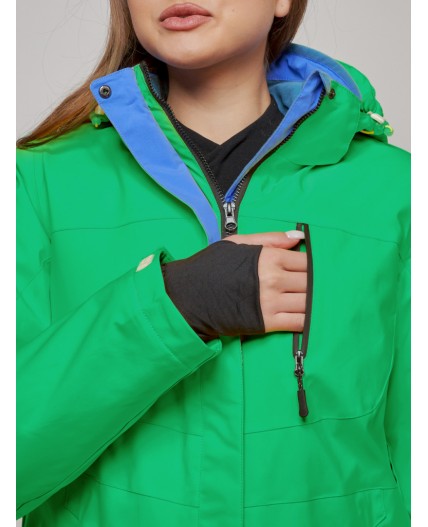 Горнолыжная куртка женская зимняя зеленого цвета 05Z