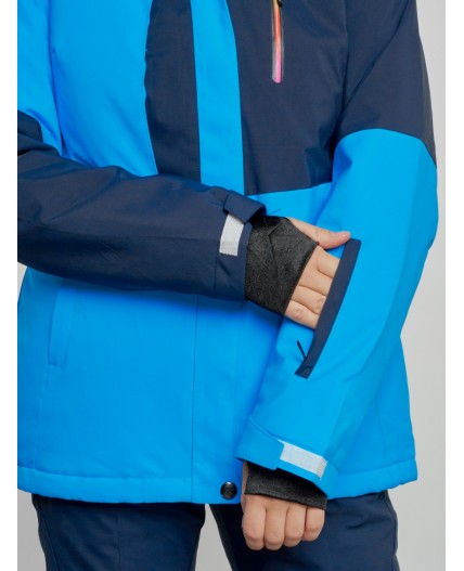 Горнолыжная куртка женская зимняя синего цвета 33307S