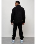 Спортивный костюм мужской модный из микровельвета черного цвета 15015Ch