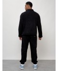 Спортивный костюм мужской модный из микровельвета черного цвета 55002Ch