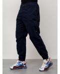 Джинсы карго мужские с накладными карманами темно-синего цвета 2419TS