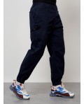 Джинсы карго мужские с накладными карманами темно-синего цвета 2419TS