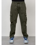 Джинсы карго мужские с накладными карманами цвета хаки 2424Kh