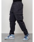 Джинсы карго мужские с накладными карманами темно-серого цвета 2424TC