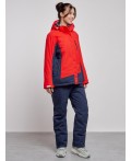 Горнолыжный костюм женский большого размера зимний красного цвета 03960Kr