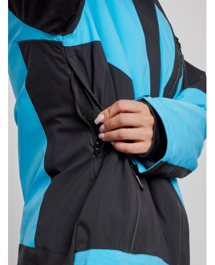 Горнолыжный костюм женский большого размера зимний голубого цвета 02366Gl