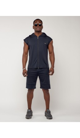 Спортивный костюм летний мужской темно-синего цвета 22610TS