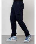Джинсы карго мужские с накладными карманами темно-синего цвета 2404TS