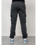 Джинсы карго мужские с накладными карманами темно-серого цвета 2404TC