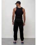 Джинсы карго мужские с накладными карманами черного цвета 2428Ch