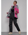 Горнолыжная куртка женская зимняя розового цвета 2272R