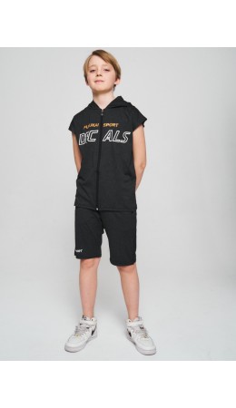 Спортивный костюм летний для мальчика темно-серого цвета 70002TC